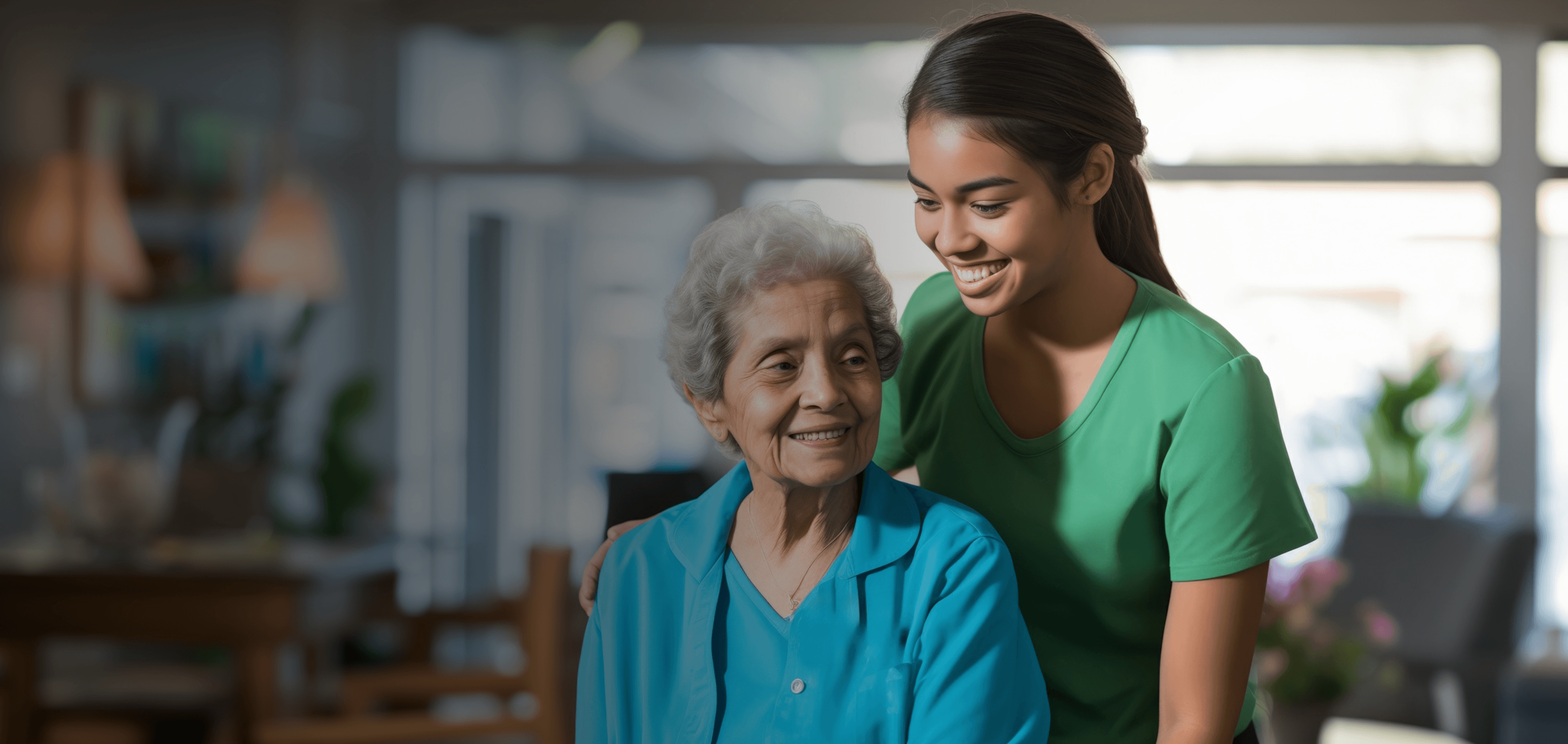 Care provider with elderly patient